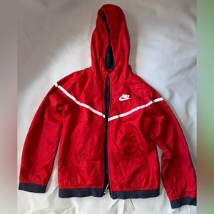 Nike Kids Red Raincoat with Reflective Stripes